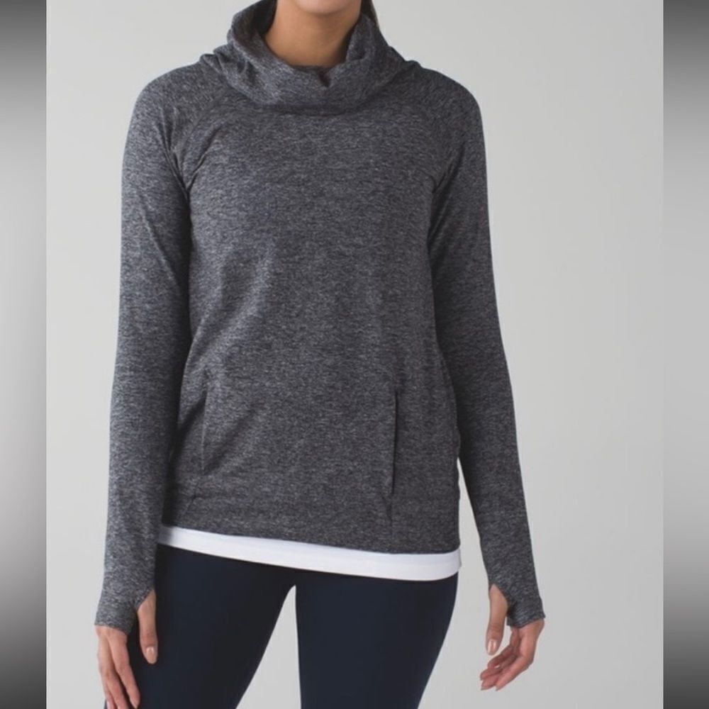 Lululemon Women's Make A‎ Move Long Sleeve Mock Neck Heathered Black Size 8 GUC